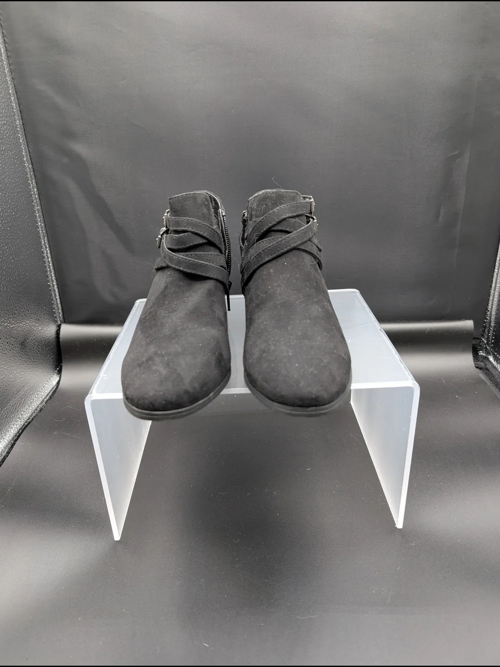 Style & Co. Black Ankle Booties with Triple Buckle Straps